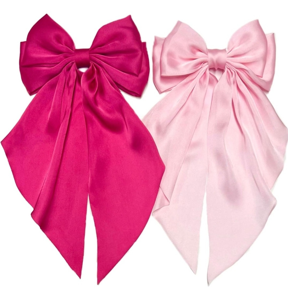 Pink hair bows set of two- womens